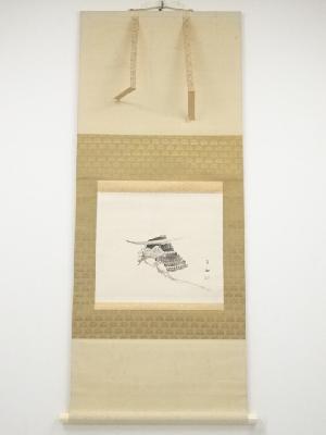 佐藤古岫筆　兜図　肉筆紙本掛軸（共箱）